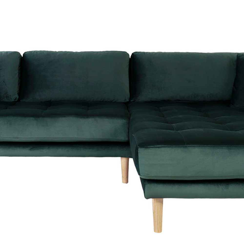 290x76x170 Samt Ecksofa im Skandi Design - Bonisa