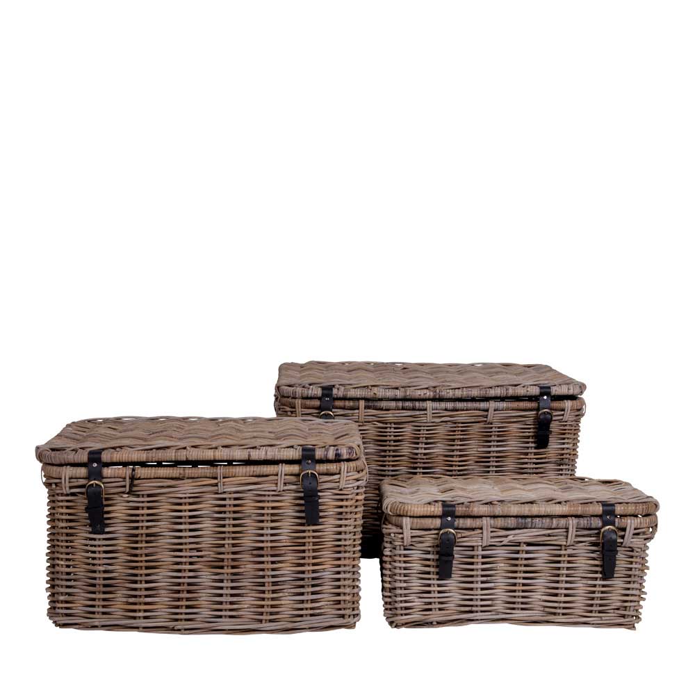 Landhaus Rattan Truhen Set - Speccia (dreiteilig)