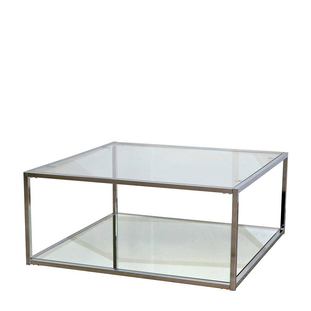 80x80 Glas Couchtisch mit Spiegelglas Boden - Cowian