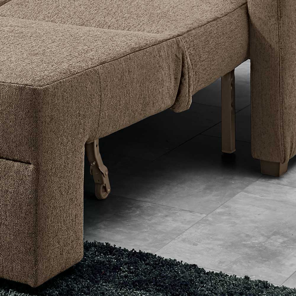 Ecksofa mit Schlaffunktion in Taupe - Movito