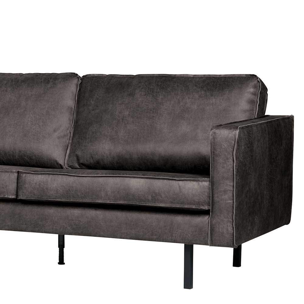 Retro Ecksofa Rundecke in Schwarz - Avonita