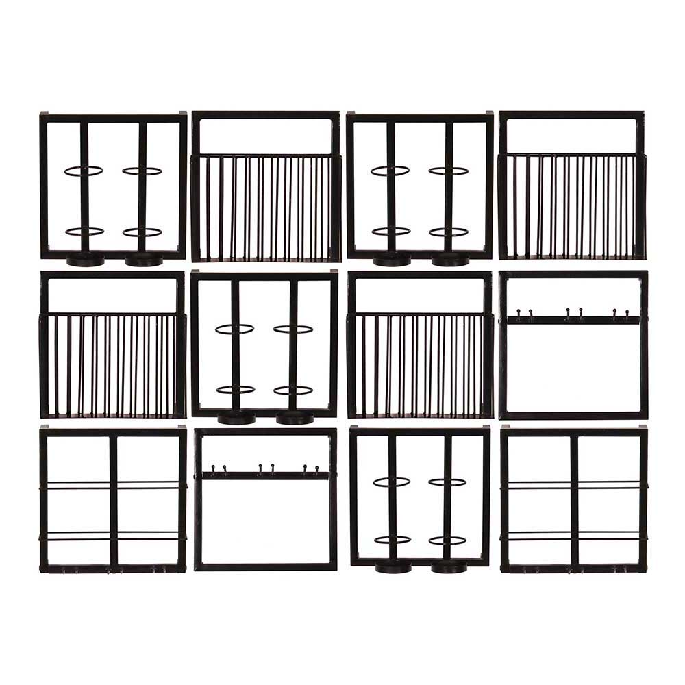 Wandregal Kombination aus Metall - Ignacio (zwölfteilig)