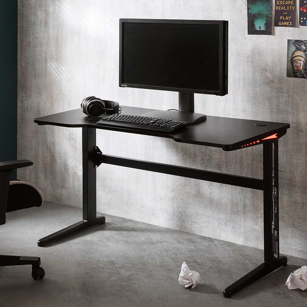 Stylischer Tisch für Gaming PC in Schwarz - Abla