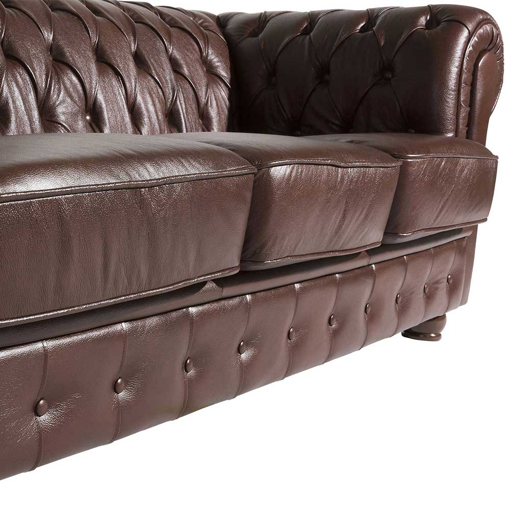 Antikleder Sofa in Braun - Chesterfield Style - Cementa