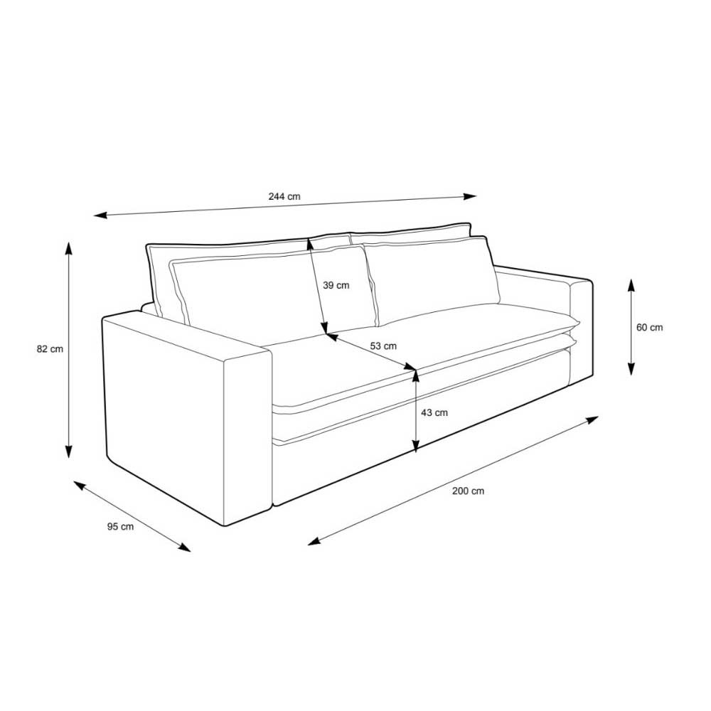 Dreisitzer Bettsofa in Hellbraun Cord - Anyna