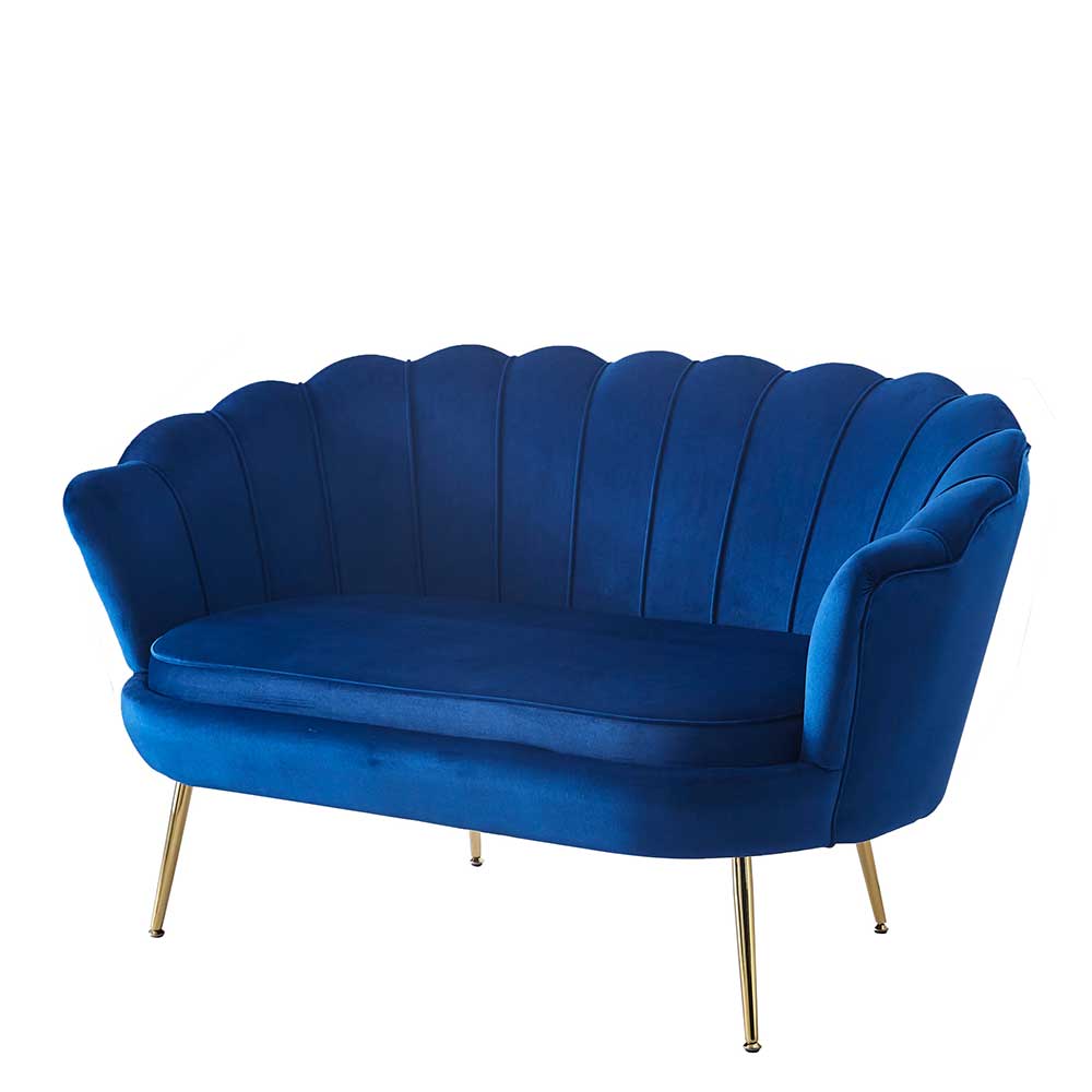 Muschel Design Sofa in Blau Samtbezug - Dotagon