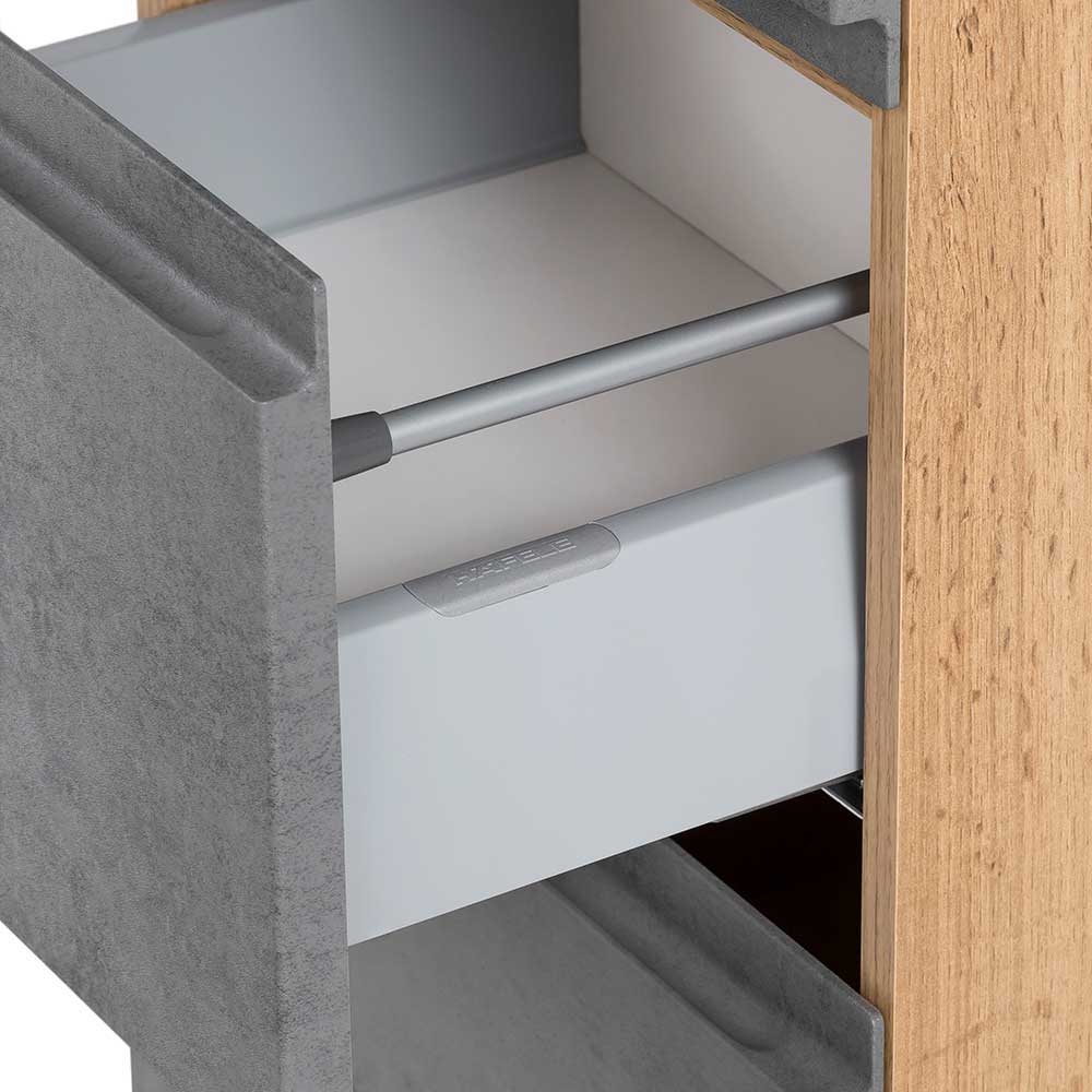 130x40x35 cm Midi Badschrank in Beton & Wildeiche - Mia