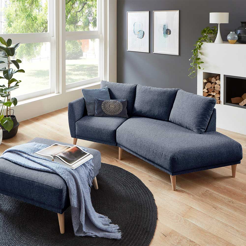 Design Sofa aus Strukturstoff in Dunkelgrau - Lionica