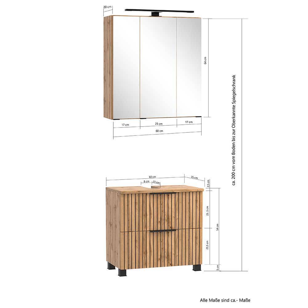 Waschplatz & Midi-Schrank Set - Crystoga (dreiteilig)